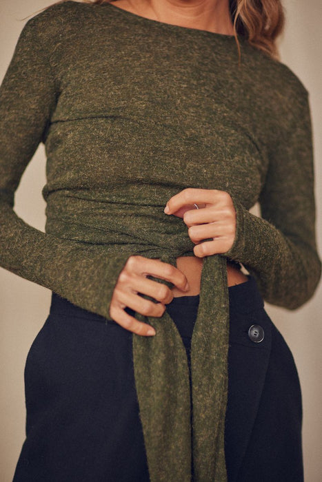 Melange Wrap Top