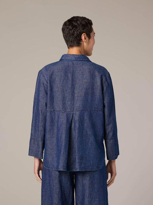 Flax Denim Crop Easy Shirt