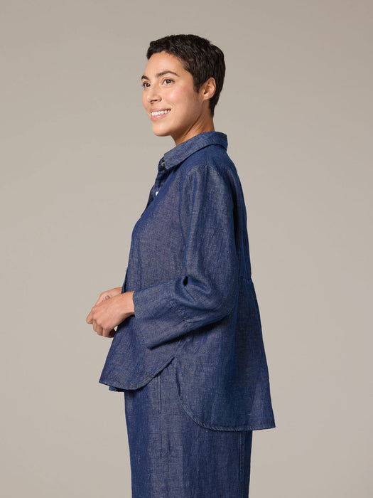 Flax Denim Crop Easy Shirt