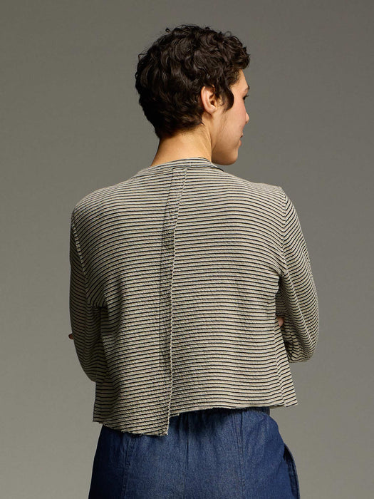 Stripe Crop Asymmetrical Cardigan