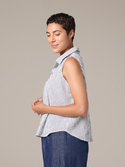 Crinkle Stripe Sleeveless Shirt