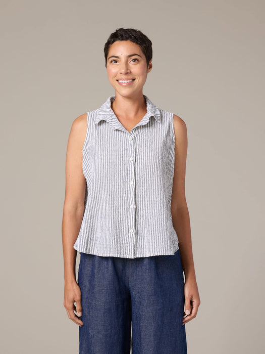 Crinkle Stripe Sleeveless Shirt