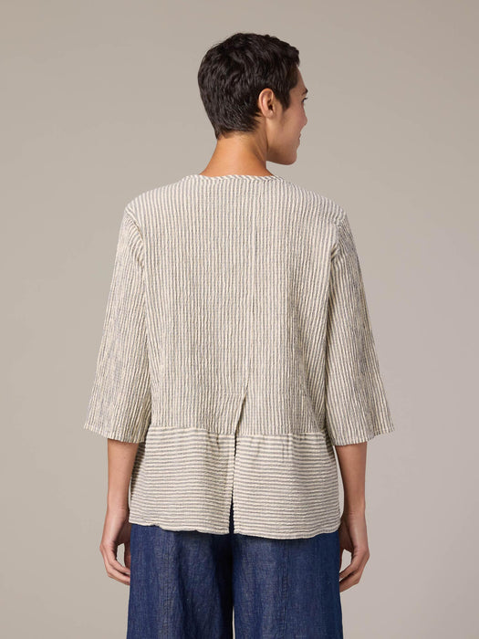 Crinkle Stripe Pocket Pullover