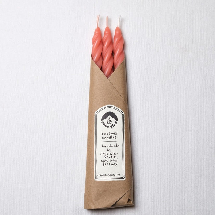 Peach Fuzz Beeswax Spiral Tapers - Set of 3