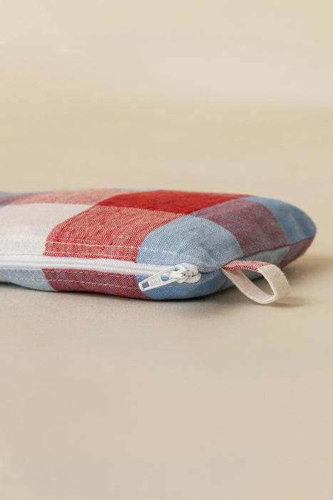Linen Lane Checked Yarn-Dyed Small Pouch