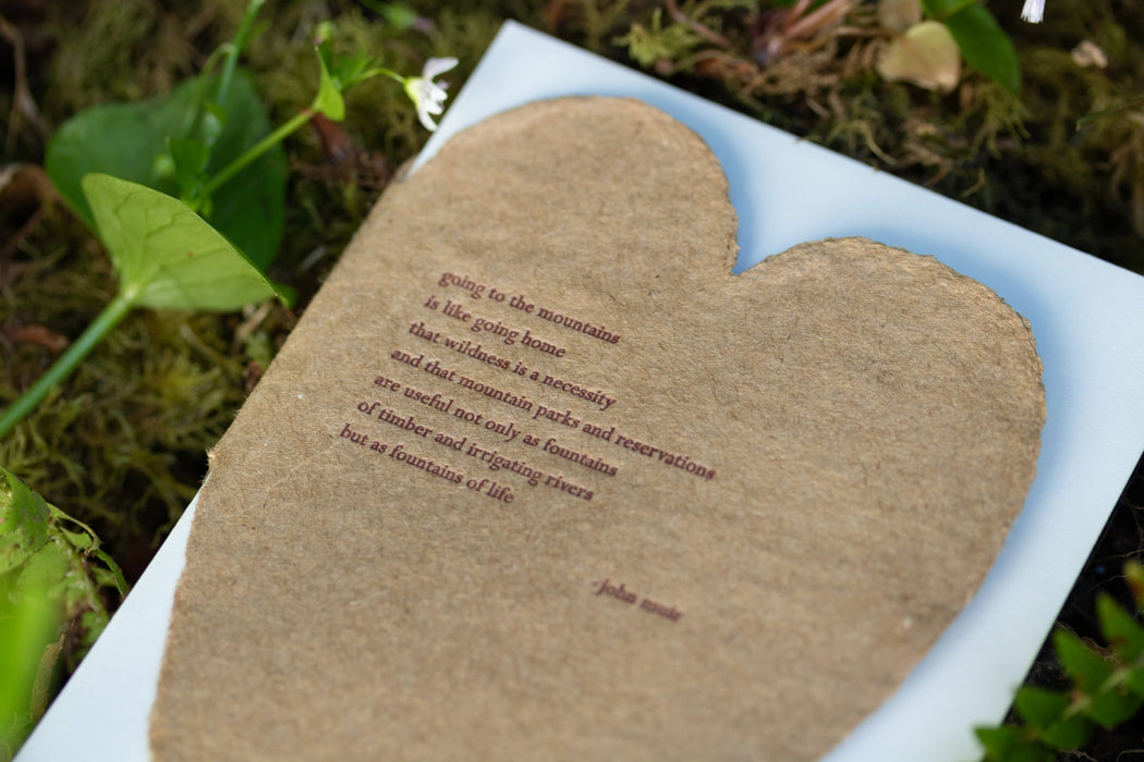 John Muir Quote Kraft Handmade Heart Card