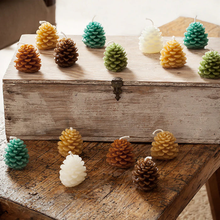 Wee Pine Cone Beeswax Candles - Set of 4