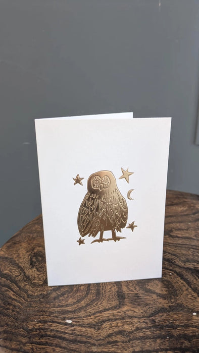 Gold Embossed Owl Keepsake Card
