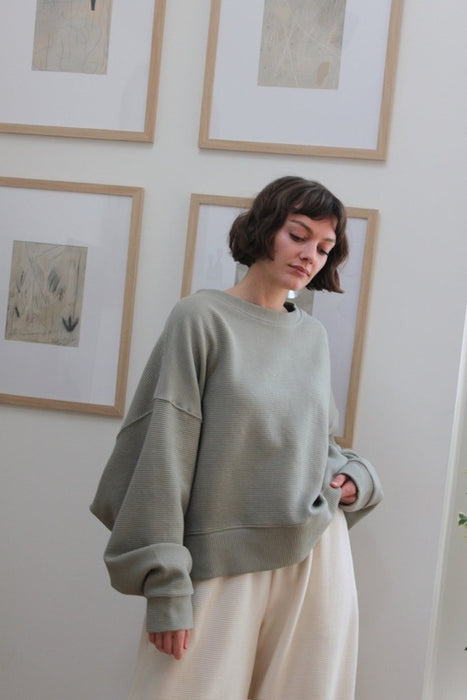 Margot Rippled Cotton Cropped Sweatshirt