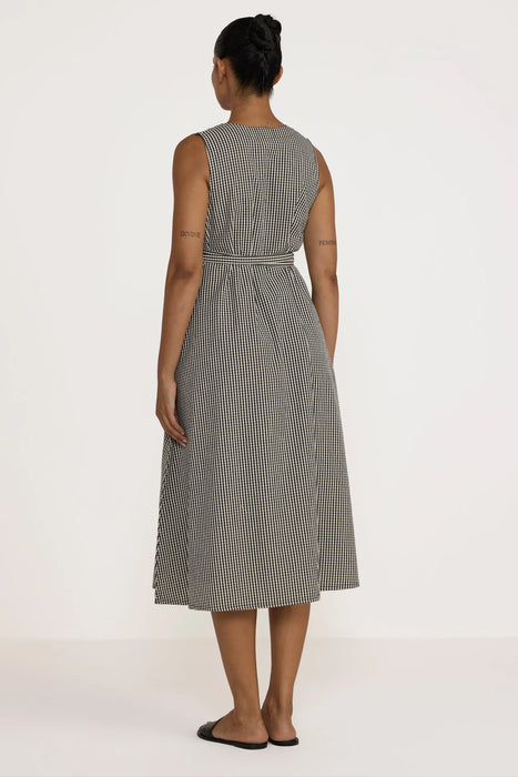 Gingham V-Neck Midi Dress