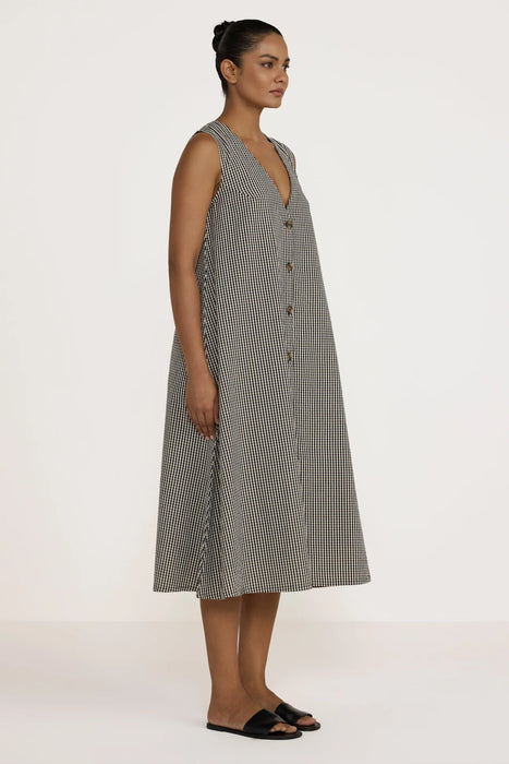 Gingham V-Neck Midi Dress
