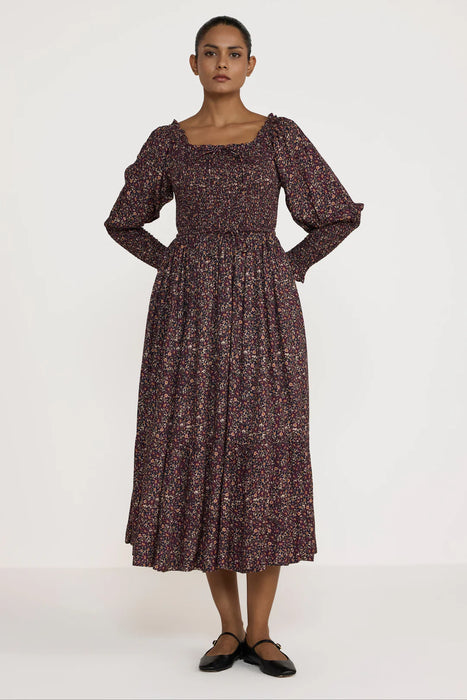 Floral Shirred Bodice Dress