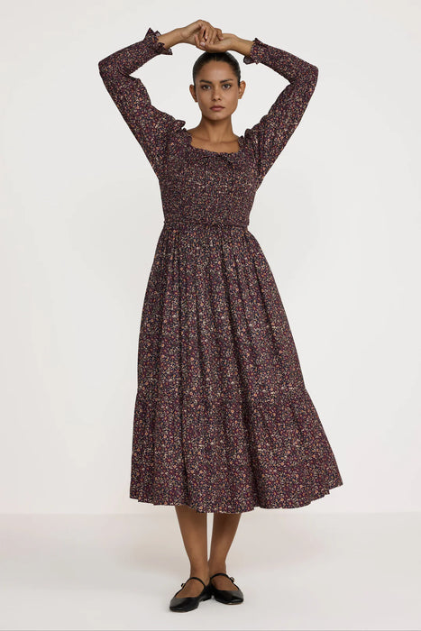 Floral Shirred Bodice Dress