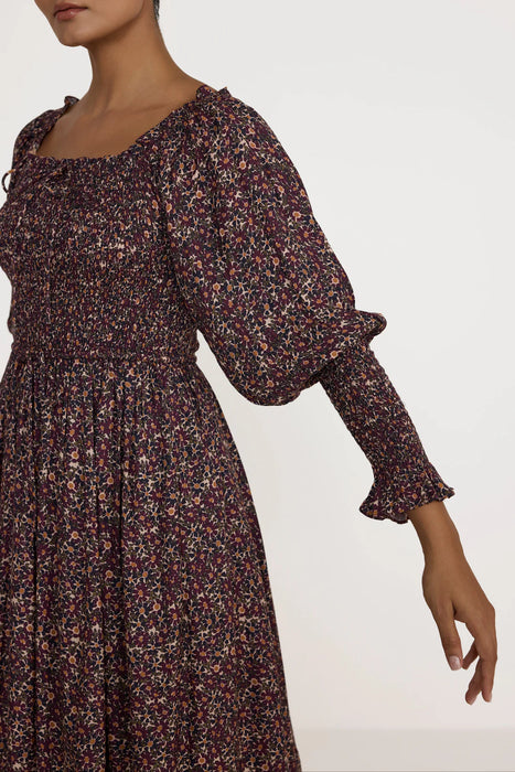 Floral Shirred Bodice Dress