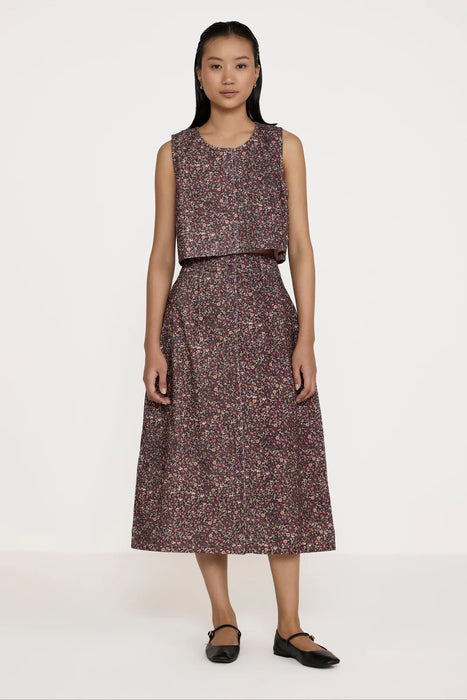 Floral Corduroy Aline Midi Skirt