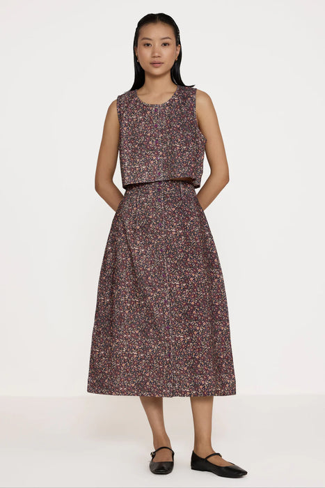 Floral Corduroy Aline Midi Skirt