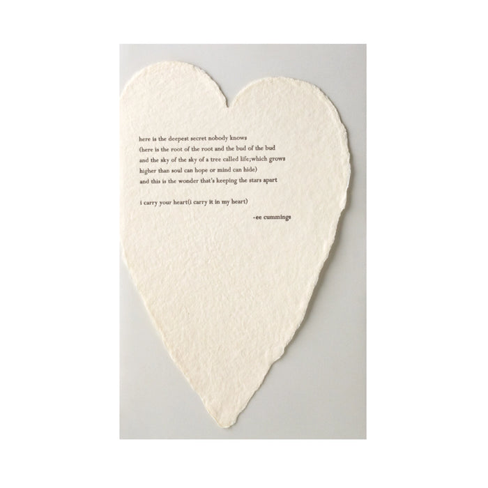 Cummings Quote Deckled Handmade Heart Card
