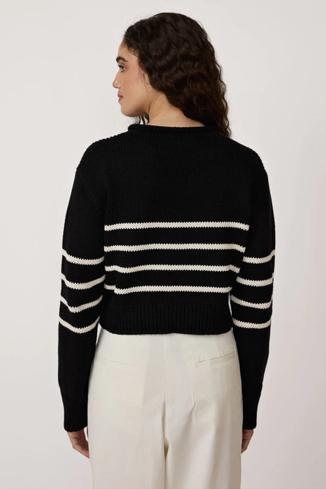 Cropped Field Sweater - Ivory Stripe