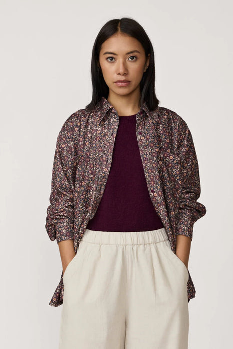 Floral Corduroy Boyfriend Shirt