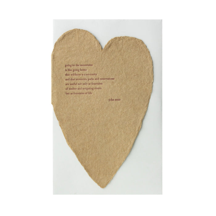 John Muir Quote Kraft Handmade Heart Card