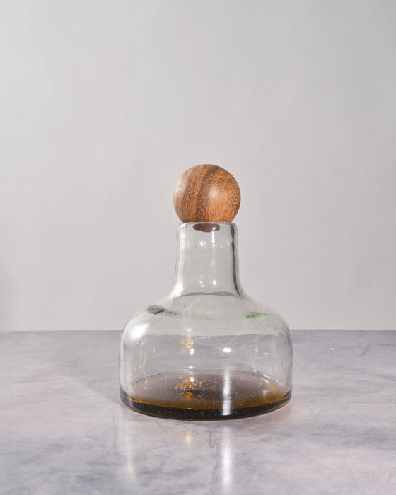 Amber Orlando Glass Decanter with Wood Topper