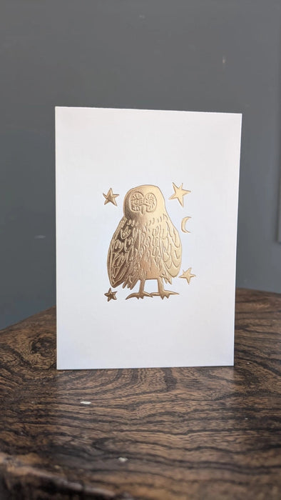Gold Embossed Owl Keepsake Card