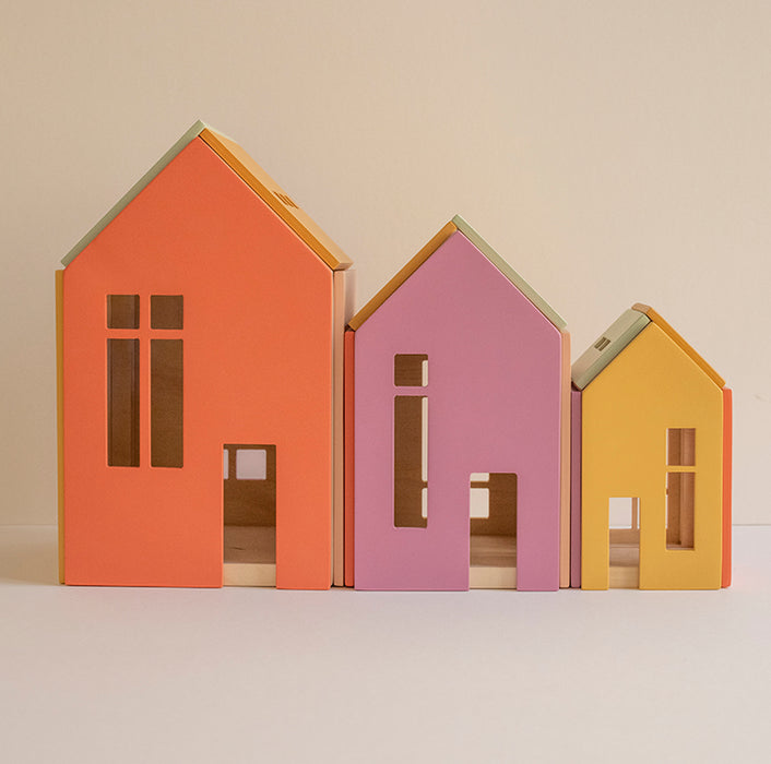 Magnetic Wooden Dollhouses - Set of 3