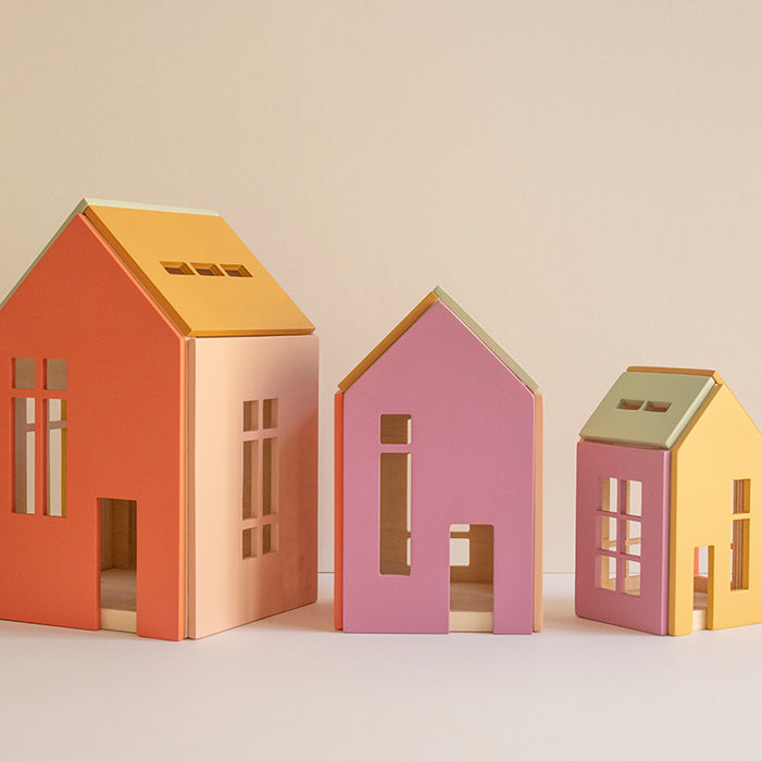 Magnetic Wooden Dollhouses - Set of 3