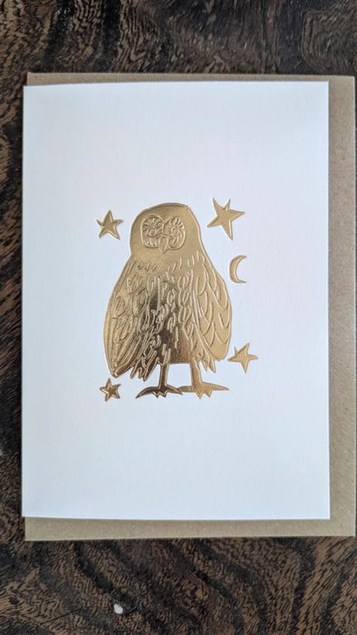 Gold Embossed Owl Keepsake Card