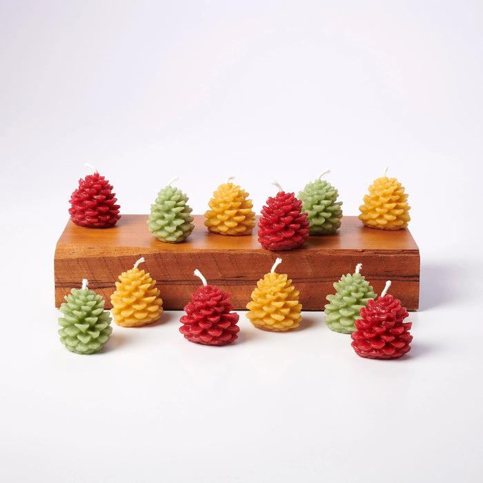 Wee Pine Cone Beeswax Candles - Set of 4