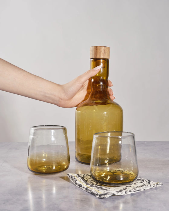 Amber Hand Blown Glass Decanter
