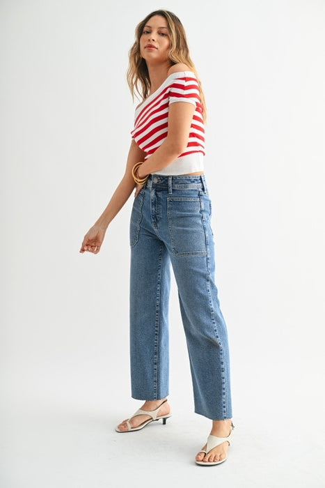 High Rise Utility Wide Leg Jean