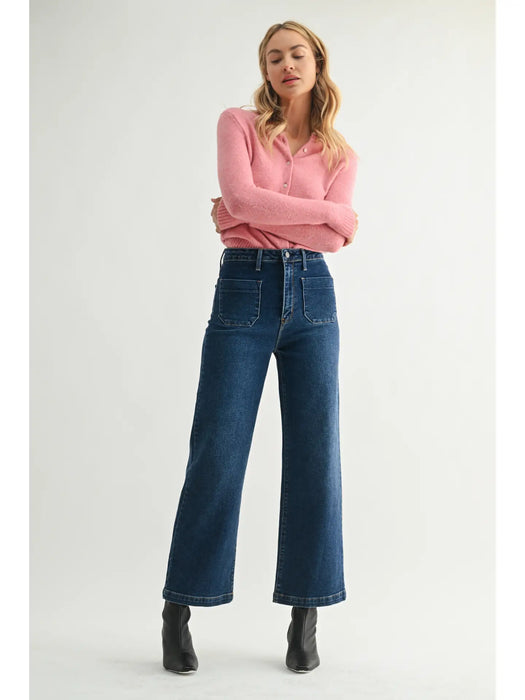 Patch Pocket Wide Leg Jean