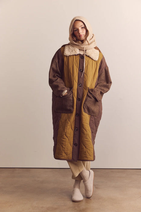 Quilted Fur Collar Coat