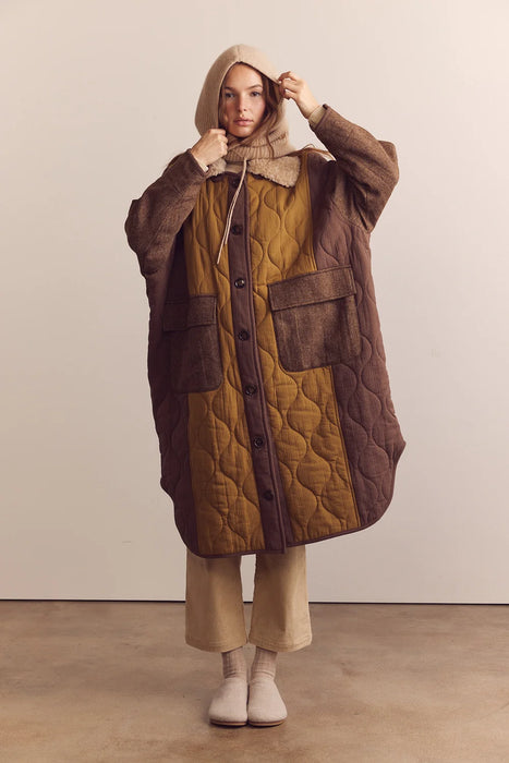 Quilted Fur Collar Coat