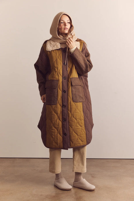 Quilted Fur Collar Coat
