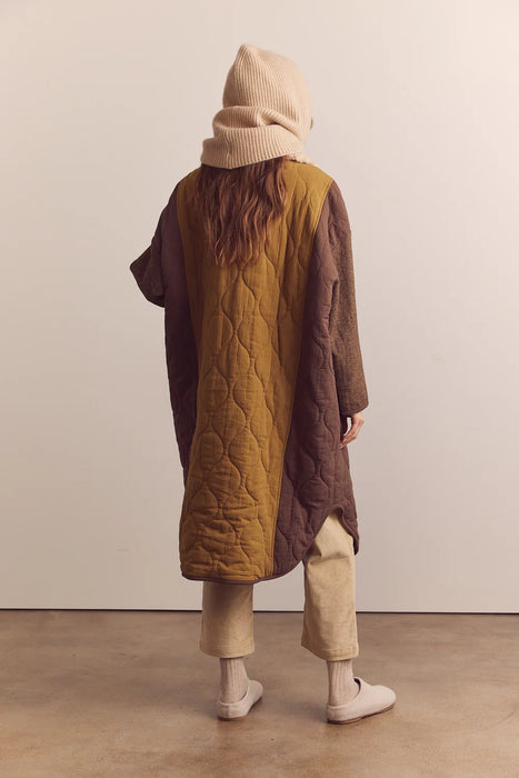 Quilted Fur Collar Coat