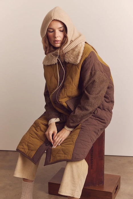 Quilted Fur Collar Coat