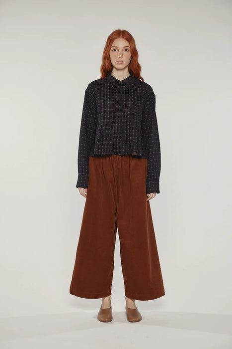 Grid Pleated Blouse