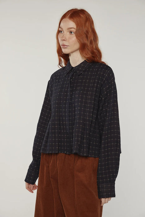 Grid Pleated Blouse
