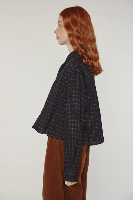 Grid Pleated Blouse