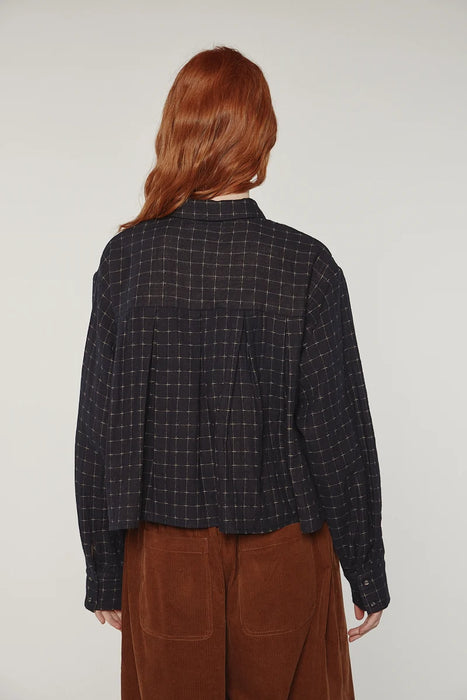 Grid Pleated Blouse