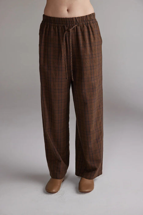 Plaid Tie Waist Pant