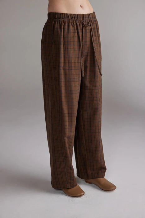 Plaid Tie Waist Pant