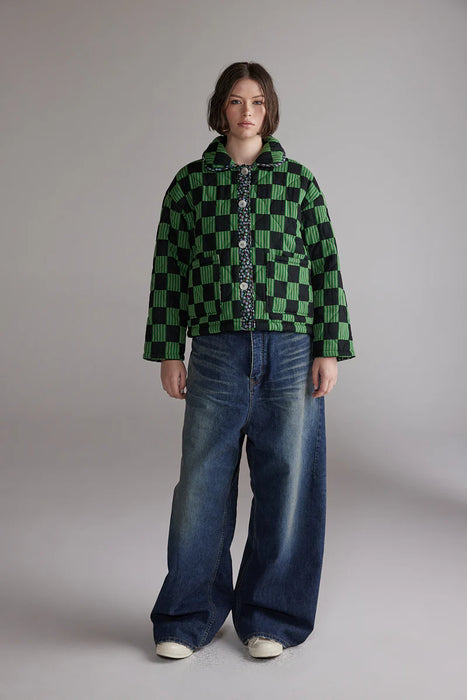 Round Collar Reversible Quilt Jacket