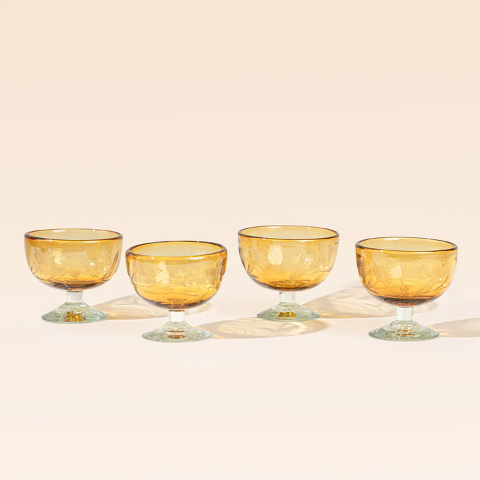 Etched Thistle Coupe Glass