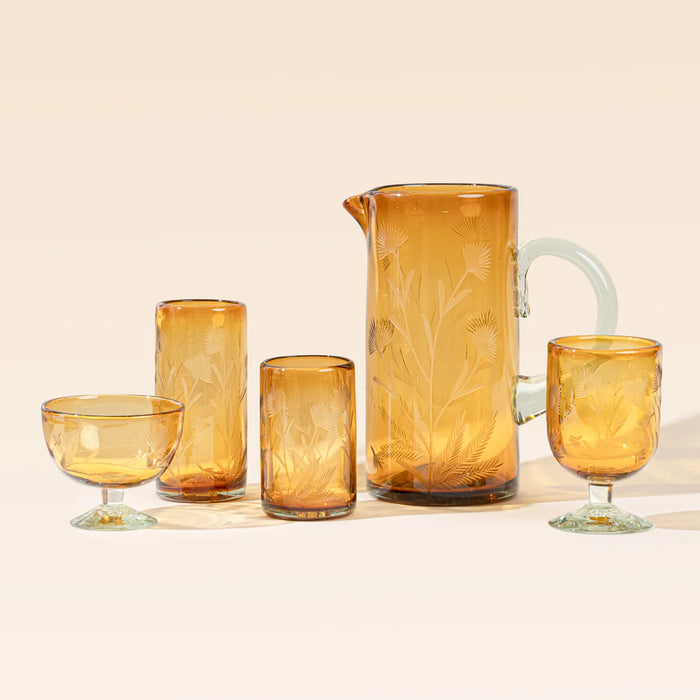 Etched Thistle Coupe Glass
