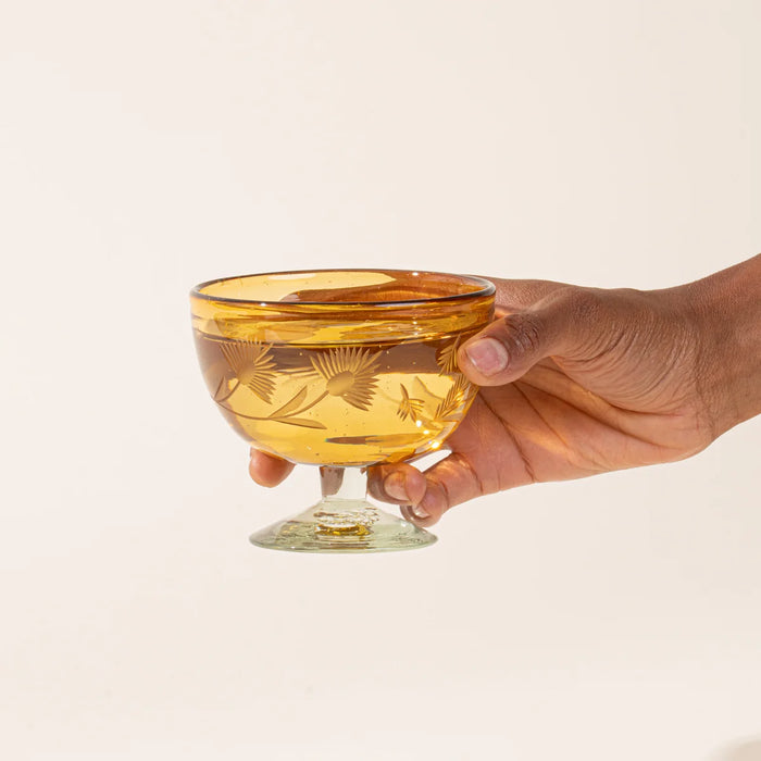 Etched Thistle Coupe Glass