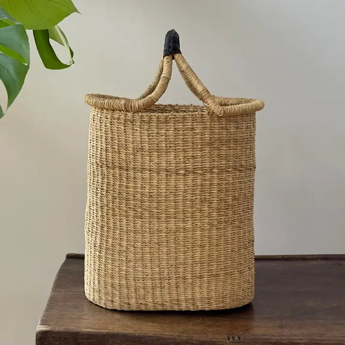 Handwoven African Tote Basket w/Single Handle