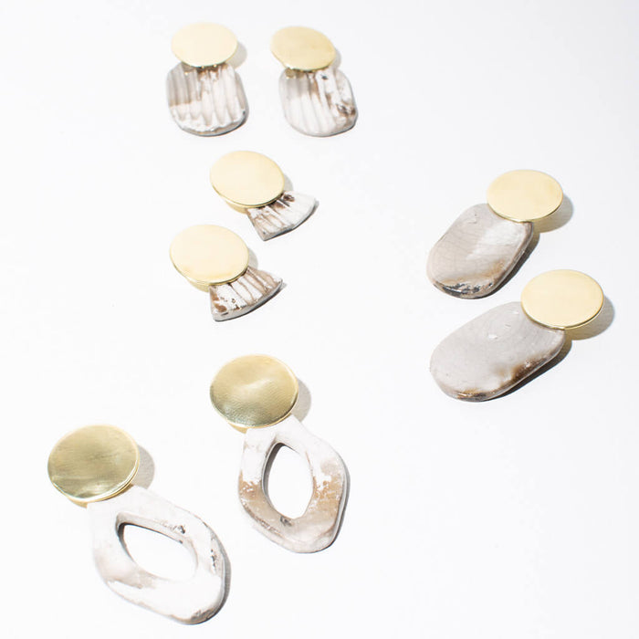 Smooth Oval Raku Pottery Drop Earrings